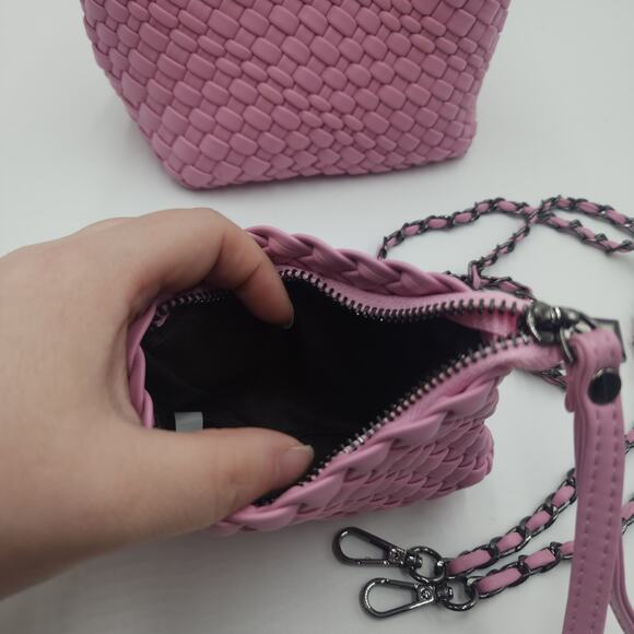 JINMANXUE Small Hand Woven Shoulder Crossbody Bag in Mauve - Picture 7 of 12
